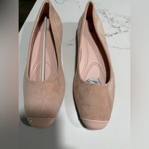 NEW Soft Pink Vegan Suede Comfort Sole Patent Cap Round Toe Ballet Flats 8